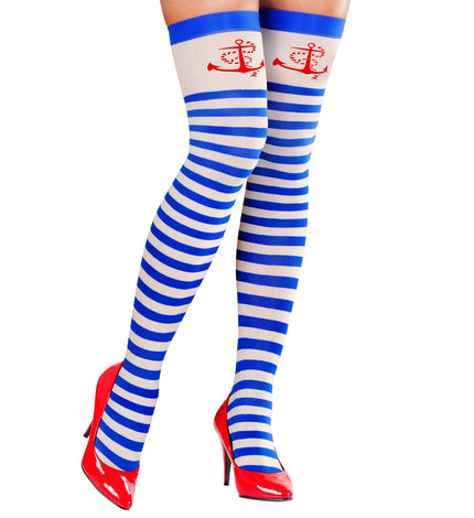 Widmann SRL Kniekous matroos blauw wit gestreept ankertje
