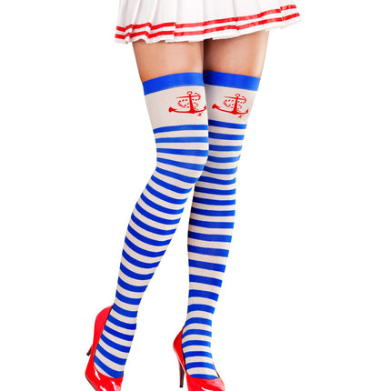 Widmann SRL Kniekous matroos blauw wit gestreept ankertje