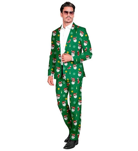 Widmann SRL Kostuum kerstmanprint Santa