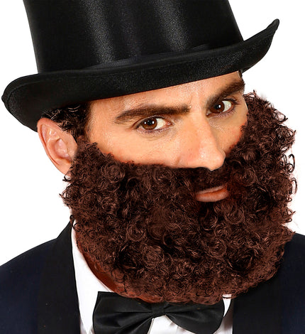 Widmann SRL Krullende baard met snor Leonardo, bruin