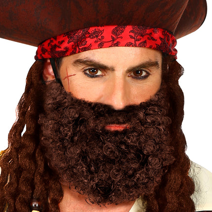 Widmann SRL Krullende baard met snor Leonardo, bruin