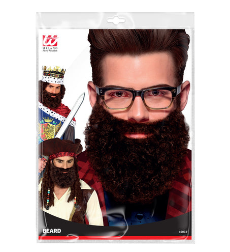 Widmann SRL Krullende baard met snor Leonardo, bruin