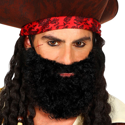 Widmann SRL Krullende baard met snor Leonardo, zwart