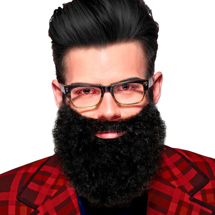 Widmann SRL Krullende baard met snor Leonardo, zwart