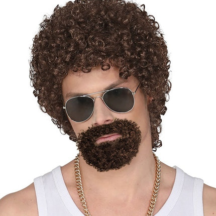 Widmann SRL Krulpruik disco met ringbaard bruin