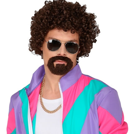 Widmann SRL Krulpruik disco met ringbaard bruin