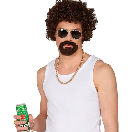 Widmann SRL Krulpruik disco met ringbaard bruin