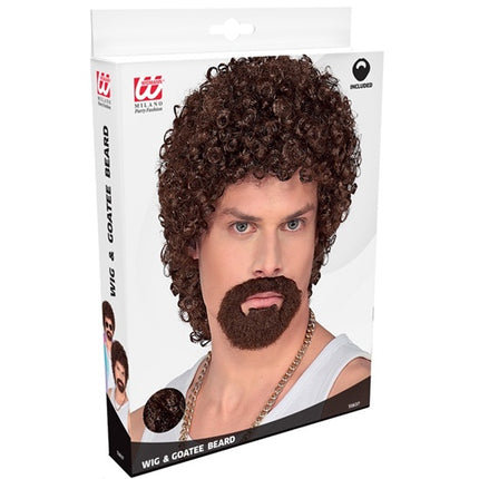 Widmann SRL Krulpruik disco met ringbaard bruin