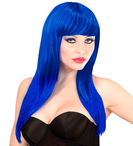 Widmann SRL Lang haar pruik blauw
