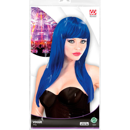 Widmann SRL Lang haar pruik blauw