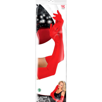 Widmann SRL Lange satijnen handschoenen rood