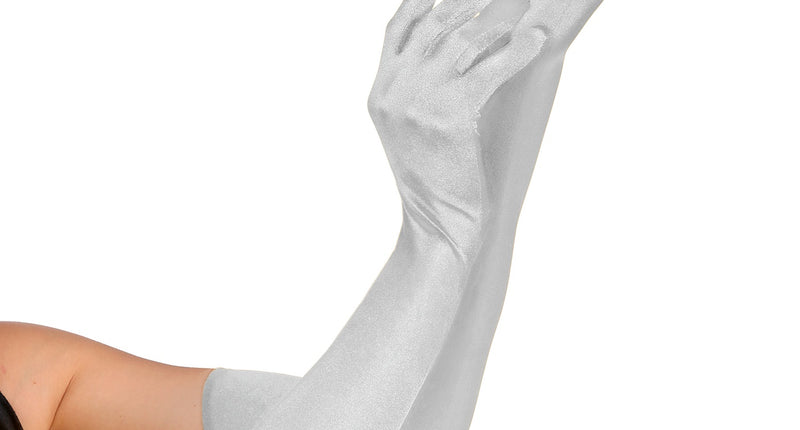 Widmann SRL Lange satijnen handschoenen zilver