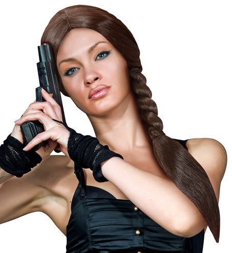 Widmann SRL Lara Croft Tomb raider pruik bruin
