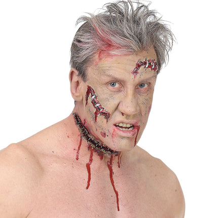 Widmann SRL Latex grote open wond met nietjes