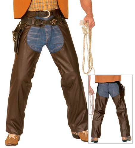 Widmann SRL Lederlook cowboy broek met chaps bruin