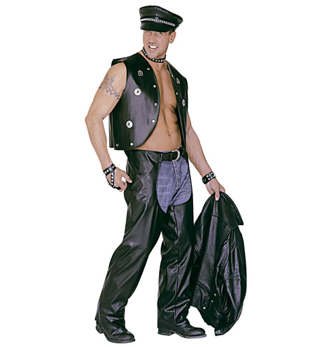 Widmann SRL Lederlook rock 'n roll broek met zwarte chaps