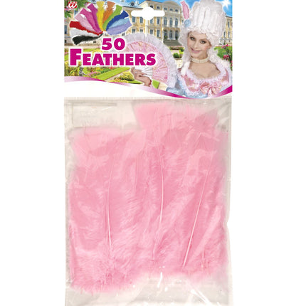 Widmann SRL Licht roze veertjes in zakje 50 stuks