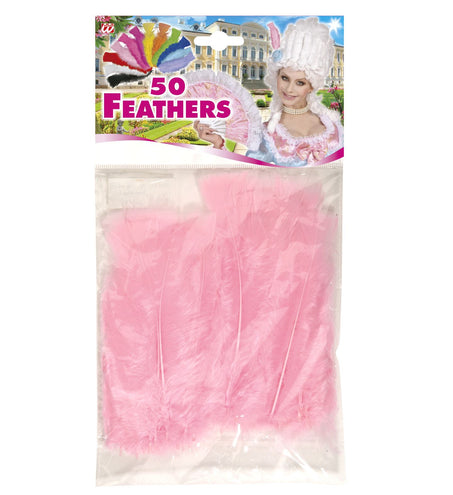 Widmann SRL Licht roze veertjes in zakje 50 stuks