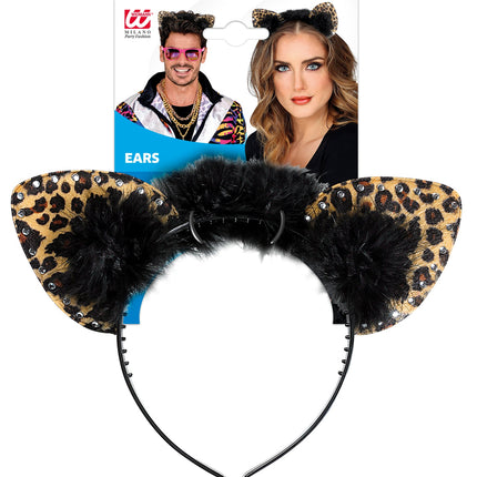 Widmann SRL Luipaard oortjes met steentjes bruin