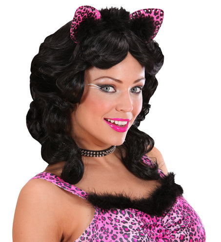 Widmann SRL Luipaard oortjes met stenen roze