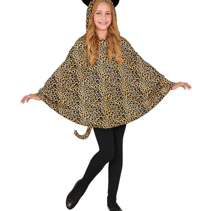 Widmann SRL Luipaard poncho met muts kinderen