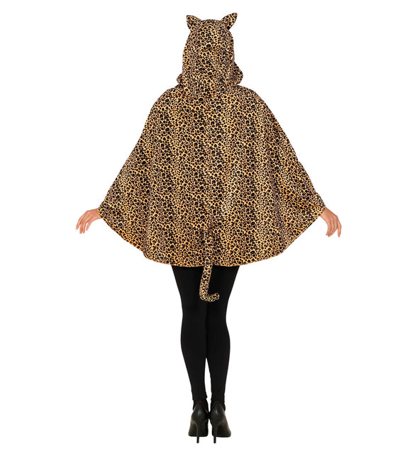 Widmann SRL Luipaard poncho met muts volwassenen