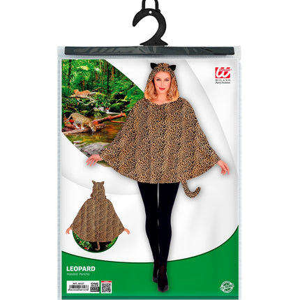 Widmann SRL Luipaard poncho met muts volwassenen