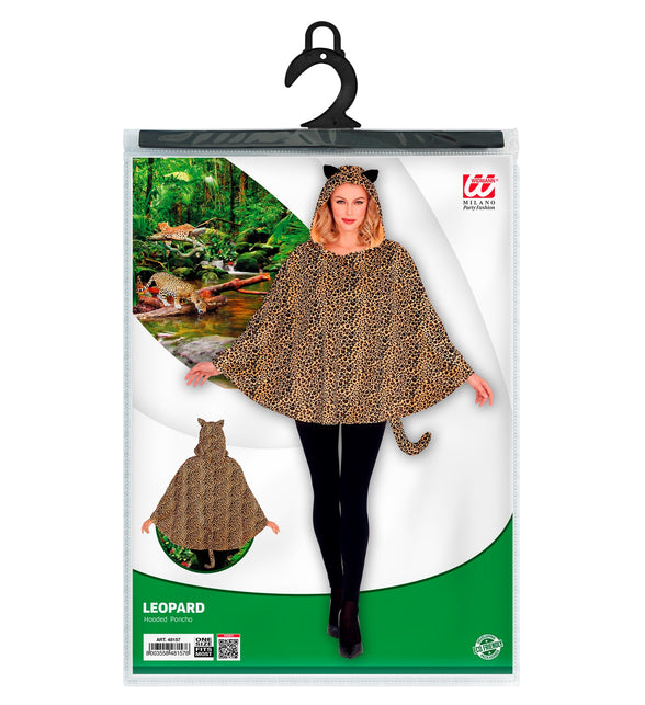 Widmann SRL Luipaard poncho met muts volwassenen