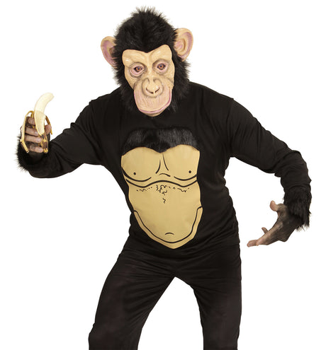 Widmann SRL Luxe Chimpansee sweater met masker voor carnaval