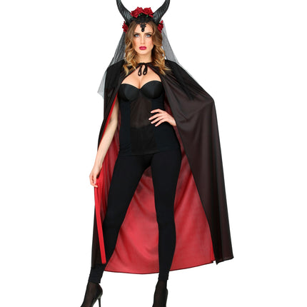 Widmann SRL Luxe dubbelzijdige cape zwart rood