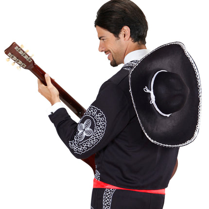 Widmann SRL Mariachi hoed sombrero zwart wit