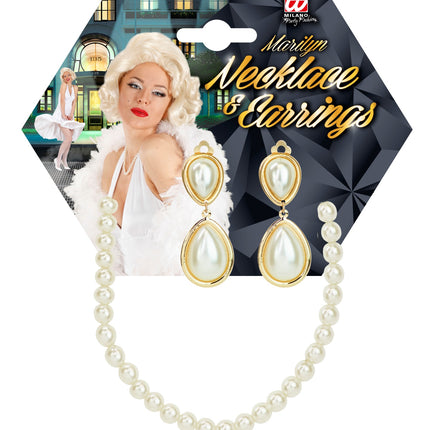 Widmann SRL Marilyn Monroe parel ketting en oorbellen