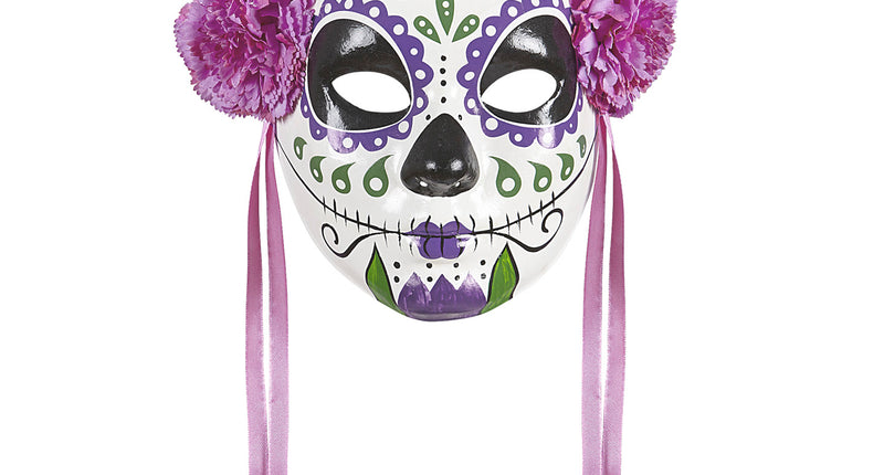 Widmann SRL Masker Dia De Los Muertos Met Paarse Rozen