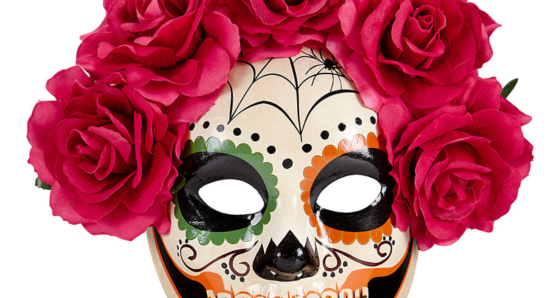 Widmann SRL Masker Dia De Los Muertos Met Rode Rozen