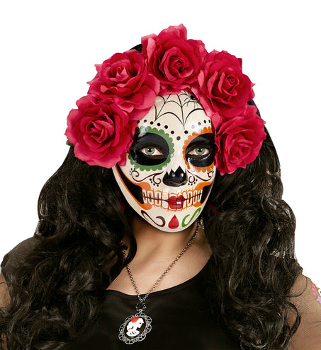 Widmann SRL Masker Dia De Los Muertos Met Rode Rozen