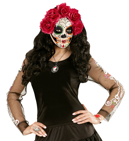Widmann SRL Masker Dia De Los Muertos Met Rode Rozen