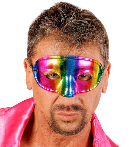 Widmann SRL Metallic kleurig regenboog masker