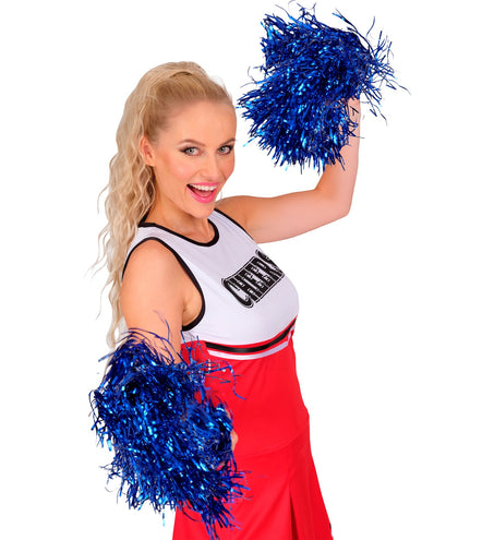 Widmann SRL Metallic pompons set blauw