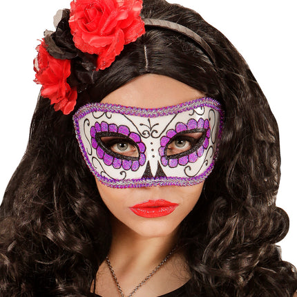 Widmann SRL Mexicaanse oogmaskers paars met zwart