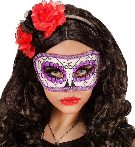 Widmann SRL Mexicaanse oogmaskers paars met zwart