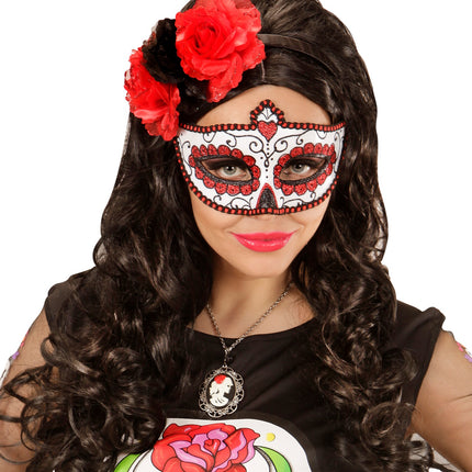 Widmann SRL Mexicaanse oogmaskers rood met zwart