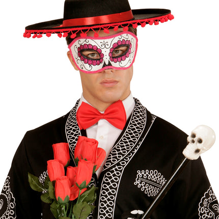 Widmann SRL Mexicaanse oogmaskers roze met zwart