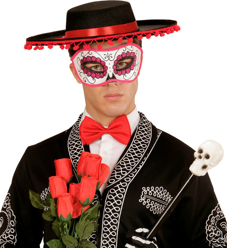 Widmann SRL Mexicaanse oogmaskers roze met zwart