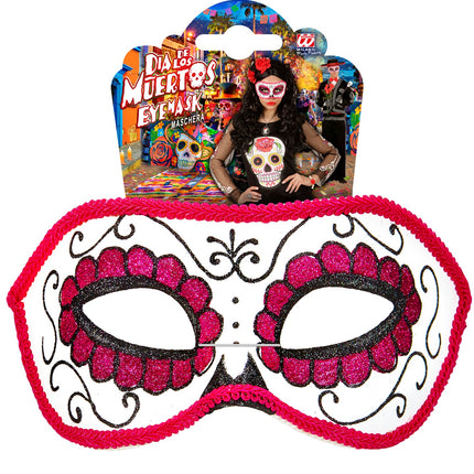 Widmann SRL Mexicaanse oogmaskers roze met zwart