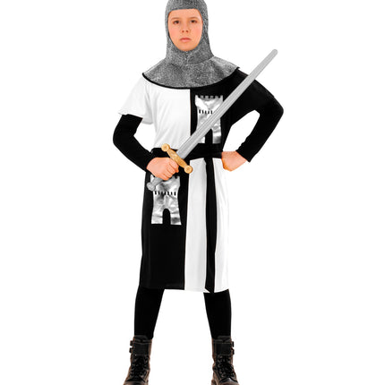 Widmann SRL Middeleeuws ridder kostuum zwart wit kinderen