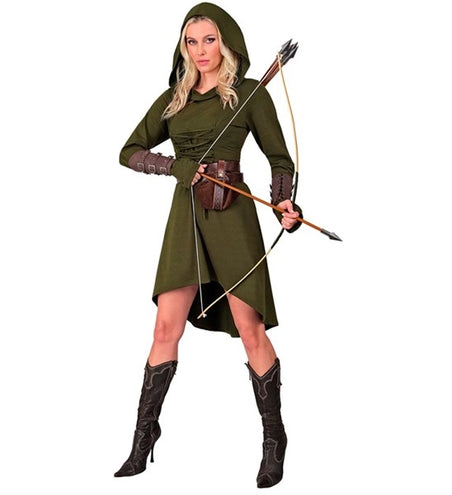 Widmann SRL Middeleeuwse gotische jurk met kap groen Lars