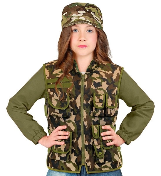 Widmann SRL Militair camouflage vest kostuum Lynn kind