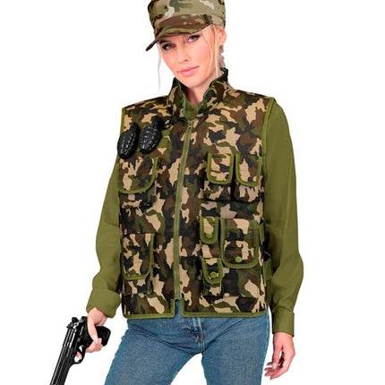 Widmann SRL Militair camouflage vest kostuum Lynn volwassenen