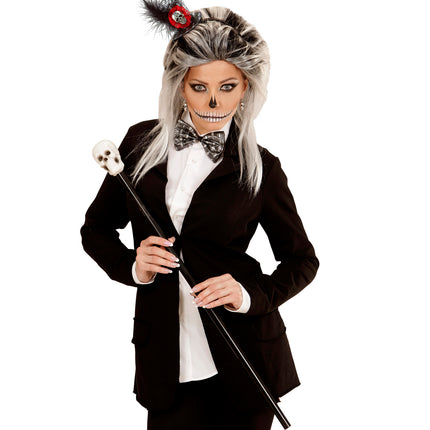 Widmann SRL Mini hoedje met schedel en strikje