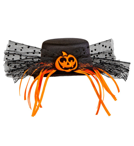 Widmann SRL Mini hoge hoed met tule en pompoentje